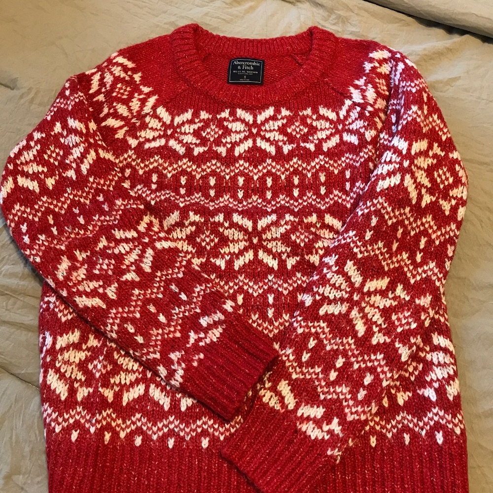Abercrombie & Fitch Women’s fair isle red winter sweater